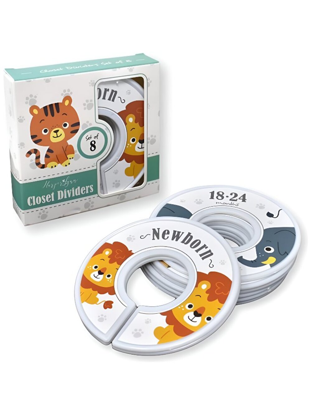 Baby Closet Dividers - Set of 8 Jungle Safari Nursery Clothes Organizers